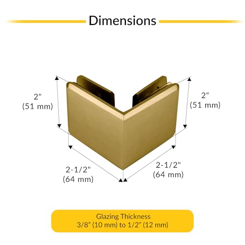 Brixwell Beveled Style 90 Degree Glass To Glass Clamp Brass, Satin Brass - color: Satin Brass