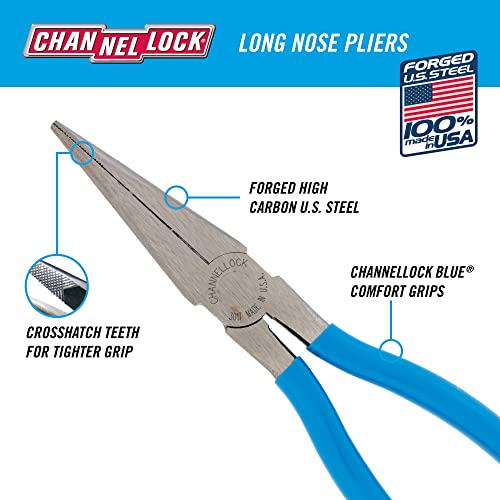 Channellock 3017 8-Inch Long Nose Plier, Blue - size: 8 Inch Long Nose