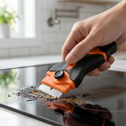Mister Rui 2Pack Dual-Head Scraper, 50 Blades, Screw-On Safe, Multi-Surface - color: 2 Orange