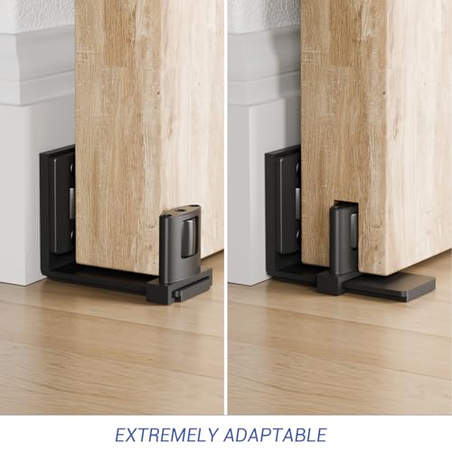 Sliding Barn Door Bottom Floor Guide,Adjustable U-Shaped Flat Bottom Design,Smoothly and Quietly,Easy to Install,Wall Mounted,Black, 1 Pcs