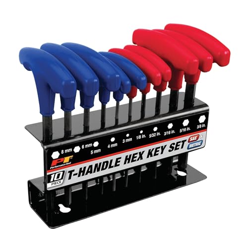Performance Tool W80277 10-Piece SAE and Metric T-Handle Hex Key Set - size: 10 Pieces, style: 10pc SAE & Metric T-Handle Hex Key Set