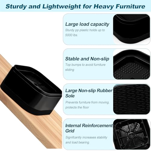 12 Pack Furniture Risers Adjustable Bed Risers Heavy Duty Stackable