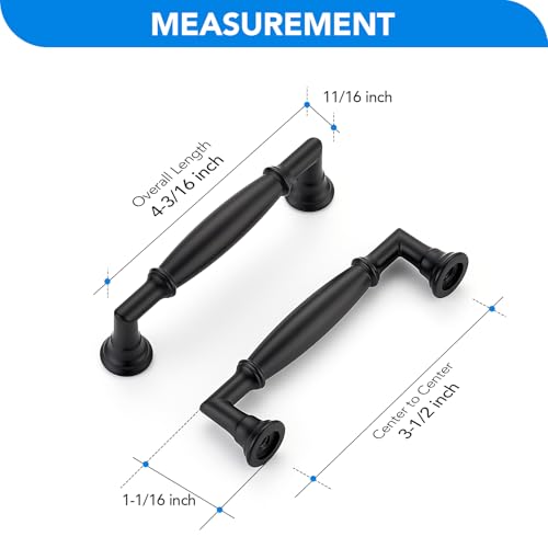 HOME EDIT Matte Black Cabinet Handles 3-1/2 Inch Pulls 20 Pack - color: Matte Black, size: 3-1/2 inches Hole Center