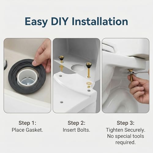 3'' Toilet Tank Gasket Replacement Parts Rubber Ring Seal and Gaskets with 2Pcs Brass Bolts & Kit, Toilet Tank to Bowl Repair for American Standard Leak Preventer