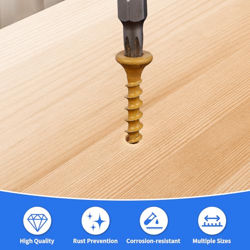 Outdoor Wood Deck Screw Kit, Bronze Rust-Resistant Epoxy Coated, T25 Star Drive (Bit Included), 110-Piece Assorted Set, Heavy-Duty for Timber/Log/Landscaping, Exterior Use