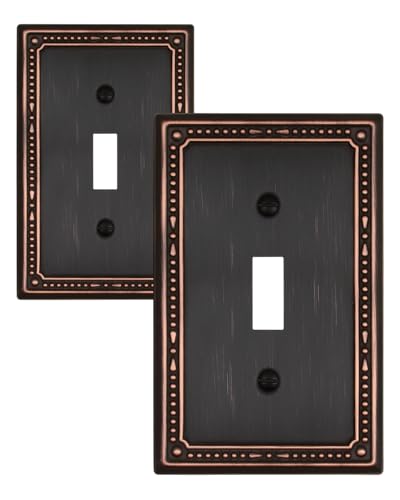 Switch Plates Outlet Covers, 2-Pack Aged Bronze Metal Wall Plates - color: Aged Bronze, size: 1 Toggle 2PK