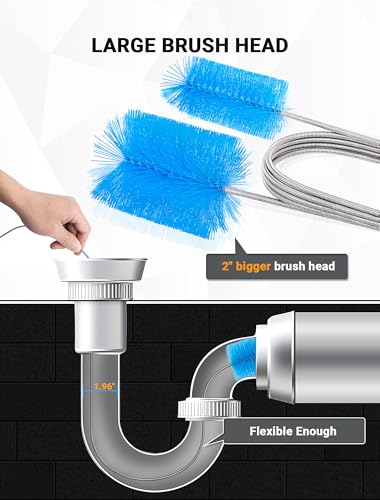 SARDVISA 66 Inch Drain Cleaning Brush, Flexible Long Pipe Cleanner Tool - size: Large clean brush