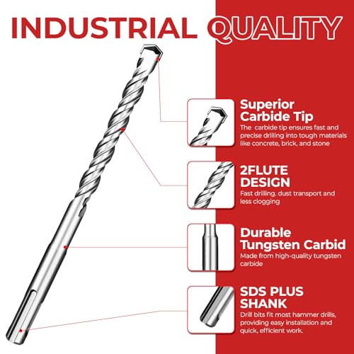 SDS Plus Rotary Hammer Drill Bit 3/4"（19mm） x 12" Concrete Masonry Drill Bits for Brick, Cement & Stone - Durable Alloy Tip, Fast Drilling - size: 3/4"（19mm） x 12"