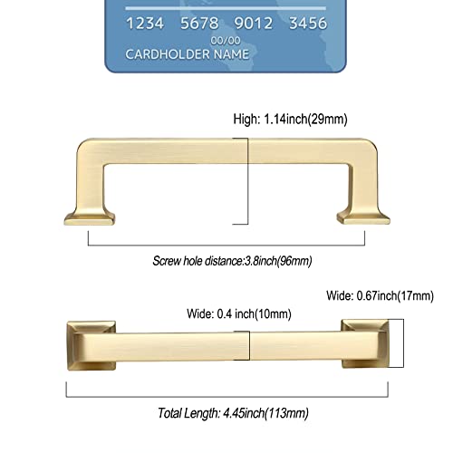 9BUILD 10 Pack 3.75 Inch Brushed Brass Cabinet Pulls,Kitchen Hardware - color: Brushed Brass, size: 3.75"/96MM Hole Center