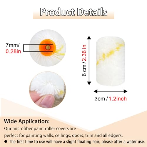 10 Pcs Paint Roller Cover with Frame Set,2"Microfiber Roller,3/8"Nap - size: 2", 10 pcs + 1 frame