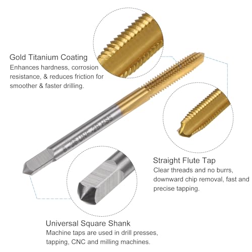 uxcell Tap & Drill Bit Set, 8-36 UNF Straight Flute Thread Tap and 9/64" (3.5mm) Twist Drill Bit, Titanium Coated M2 High Speed Steel Thread Repair Tapping Tools - size: 8-36 UNF + 9/64" (3.5mm)