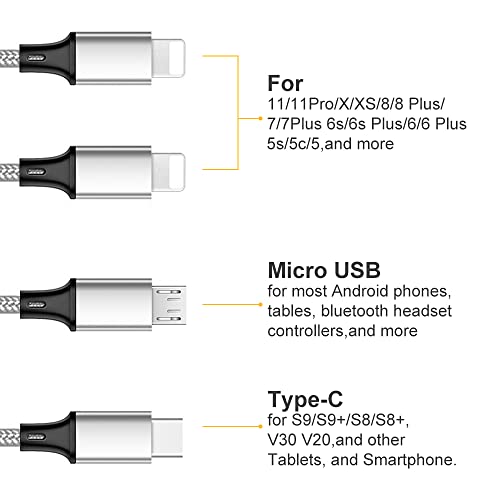 Multi Charging Cable, Multi USB Cable Universal 4 in 1 Multiple USB Cable - color: Silver