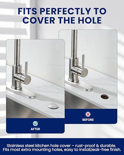 Kitchen Sink Hole Cover, Silver Faucet Hole Cover - color: Silver