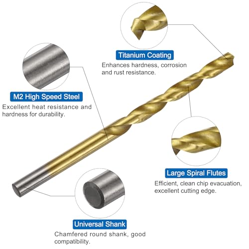 uxcell Metric Tap & Drill Bit Set, 2pcs M6 x 1 Spiral Point Thread Taps and 2pcs 5mm Twist Drill Bits, Titanium Coated HSS6542 Screw Tapping Threading Tools - size: M6 x 1 + 5mm