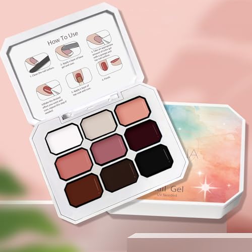 Pat Pat Gel,Ombre Gel Nail Polish Gradient Patting Gel Nail Kit for Painting DIY Nail Art No Wipe, Blooming UV/LED Curing with Tweezer and 100Pcs Nail Sponges for Ombre (9 colors A) - color: 9 Colors-A