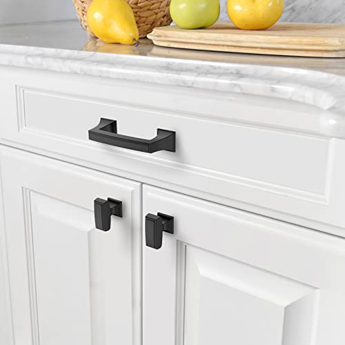 Amerdeco 10 Pack Matte Black Cabinet Hardware 3Inch(76mm) Hole Center Kitchen Handles for Bathroom Drawer Dresser Pulls ZH0010 - color: Matte Black, size: 3"/76MM Hole Center
