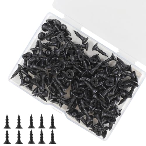 Black Wood Screws 163PCS #6x1/2 Flat Head Self-Tapping - color: Black 163 pcs