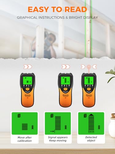 Mecurate 5-in-1 Stud Finder Wall Scanner for Studs, Metal & Live AC Wires - color: Orange