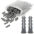 200 Count Premium Plastic Drywall Anchors, 1/4 x 1 Inch Wall Anchors, Fits #8 x 1 Inch Screws, Bulk Pack, Screws Not Included (Grey) - size: 1/4x1"