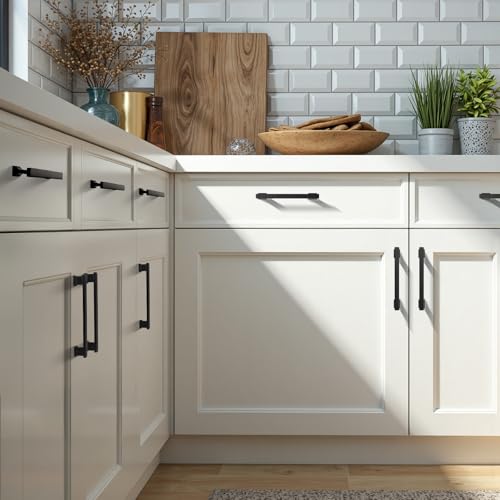 KNOBWELL 6 Pack Matte Black Solid Cabinet Pulls 6-3/10 Inch(160mm) Hole Center Kitchen Cabinet Handles,Cabinet Hardware for Cupboard Drawer Pulls - color: Matte Black, size: Hole Center：6-3/10 inch（160mm）