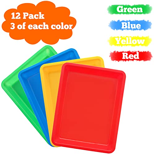 12 Pack Multicolor Activity Plastic Art Trays for Art and Crafts
