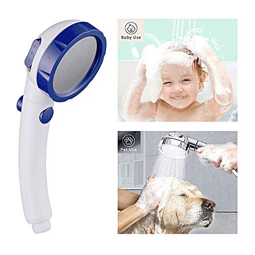 KAIYING RV & Camper High Pressure Handheld Shower Head with Pause Button - color: White & Blue