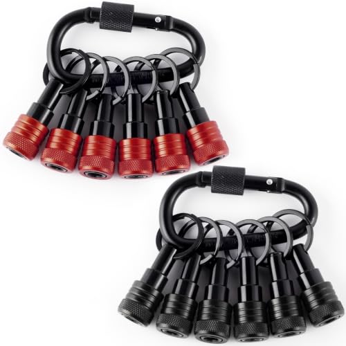 Bit Holder Keychain 12 Pcs, 1/4-Inch Hex Shank Quick Release, Black Red - color: Black and Red