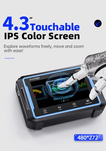 【FNRSI 2C53P Plus Upgraded with Carrying CASE】 3in1 Oscilloscope/Multimeter/DDS Signal Generator Tablet Touch Screen Portable Digital Automotive Oscilloscope 2 Channel 50MHz Bandwidth 250Ms/S Counts