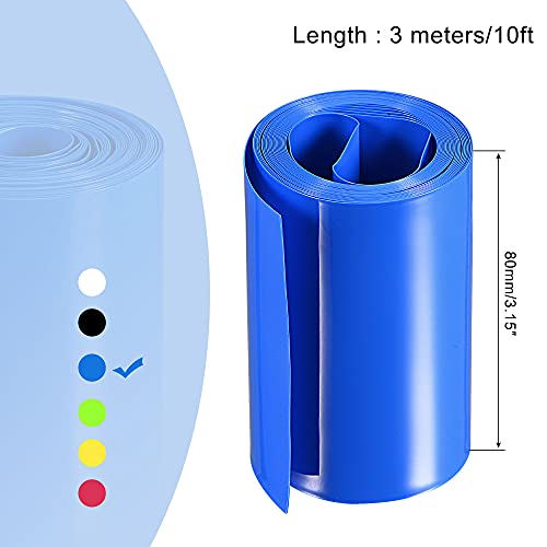 MECCANIXITY Battery Wrap PVC Heat Shrink Tubing 50mm Dia 80mm Flat 10 Feet(3meters) Blue Good Insulation for Battery Pack - color: Blue, size: 50mmx80mmx3m