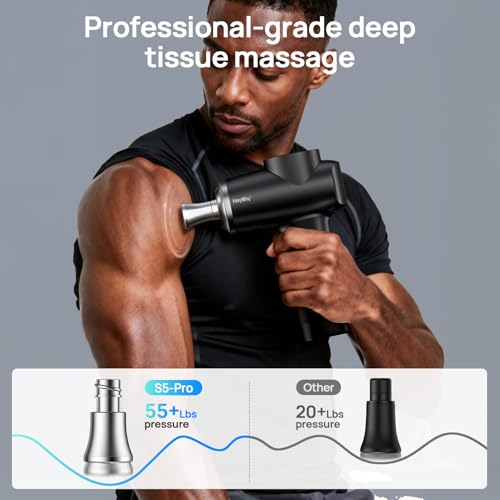 HEYCHY Massage Gun Deep Tissue, Muscle Massager Titanium, Heat and Cold - color: Titanium Alloy Black
