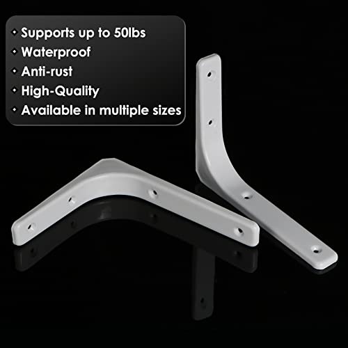 SAYAYO Wall Shelf Bracket White, 8 X 6 Inch Heavy Duty L Bracket for Wood - color: White, size: 8 x 6 Inch (4 PCS)