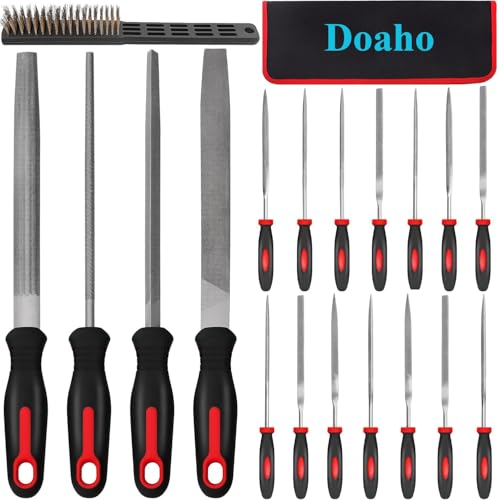 Doaho 19Pcs Metal Hand Files Set for Wood & Metal with Carry Case