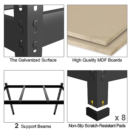 PrimeZone 48"W x 24"D x 72"H Garage Storage Shelves, 5-Tier Metal Shelving - size: 48"W x 24"D x 72"H