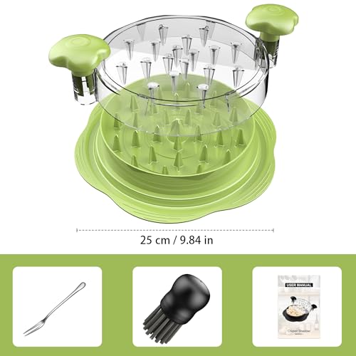 Chicken Shredder Tool Twist Large Meat Shredder with Brush&Fork, Matcha - color: Matcha Green