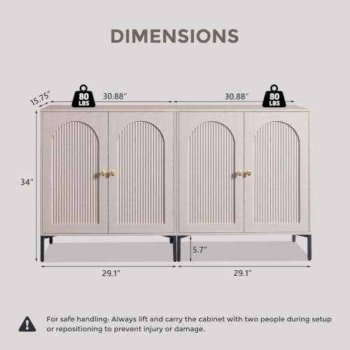 IFGET 123.5"W Modern Arch Sideboard Buffet Cabinet with Storage, Light Grey - color: Light Grey, size: 4 Pieces