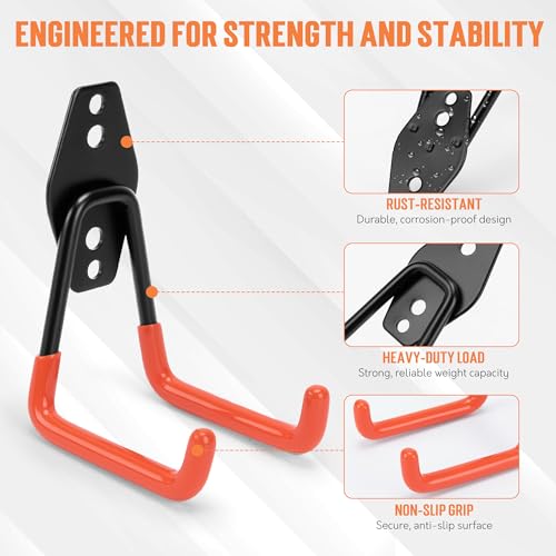 TONDA Garage Hooks, 20 Pack Wall Storage Hooks for Bike, Ladder and Tools - color: Orange