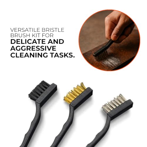 Harden 3-Piece Wire Brush Set – Professional Metal Brushes with Nylon, Steel & Brass Bristles, Heavy-Duty Bristle Brush Kit for Rust Removal, Cleaning & Detailing