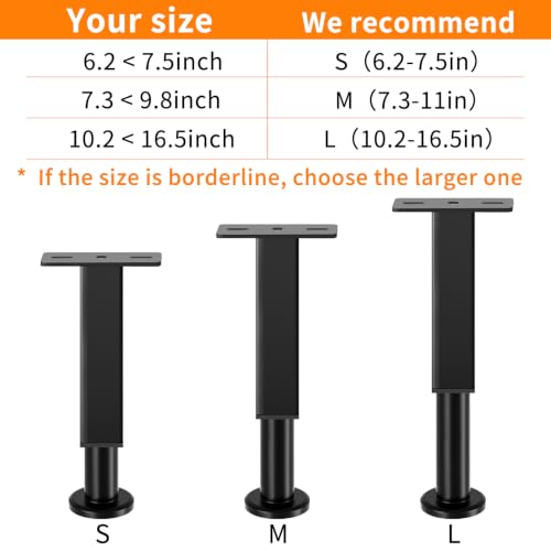 NESAPTO 4PCS Adjustable Height Bed Support Legs, 7.3-11 in Metal Bed Risers - size: 7.3"-11" (4pcs)