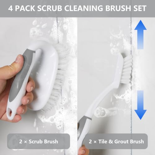 Scrub Brush Set, 4 Pack Deep Cleaning Brush Kit, Gray - color: Gray