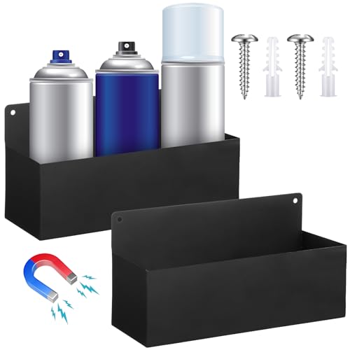 2 Pcs Magnetic Aerosol Spray Can Holder, 8.27 x 3.15 x 4.33 Inch, Black - size: 8.27 x 3.15 x 4.33 Inch