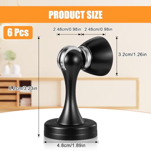 6 Pcs Magnetic Door Stoppers, Stainless Steel Heavy Duty Magnetic Door Stops for Wall and Floor Mounting, Door Holder Keep Door Open (Black)