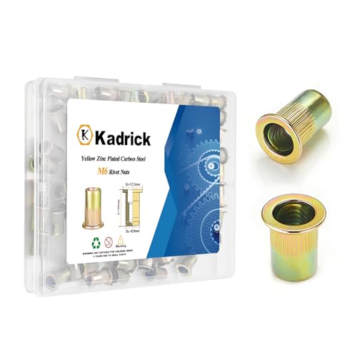100Pcs Kadrick M6 Rivet Nuts,Metric Carbon Steel Flat Head Threaded Insert Nuts Rivnuts - size: Metric M6 100Pcs
