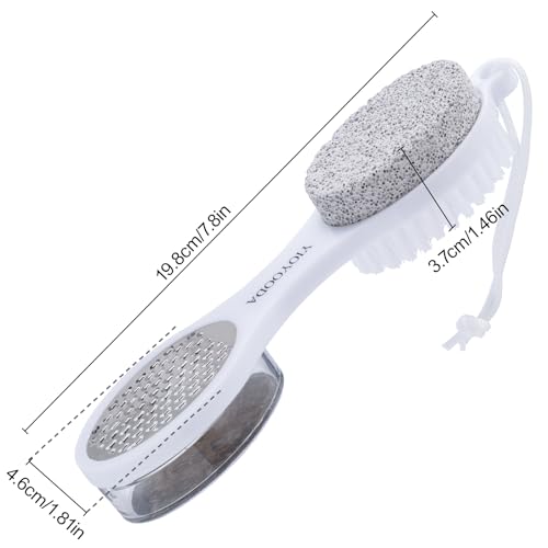 Foot Scrubber Brush with Pumice Stone for Feet Callus Remover Pedicure Tool - color: White