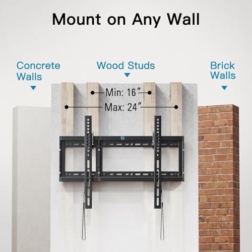 Pipishell Tilt TV Wall Mount Bracket Low Profile for Most 37-90 Inch LED LCD OLED Plasma Flat Curved TVs, Large Tilting Mount Fits 16"-24" Wood Studs Max VESA 600x400mm Holds up to 132lbs - size: 37"-90" Tilt TV Wall Mount
