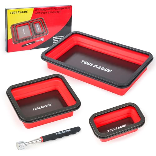 3Pcs Collapsible Magnetic Parts Tray Set with 15Lb Magnetic Pickup Pen - size: 3pcs