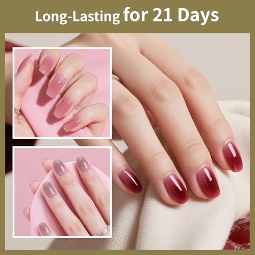 JODSONE 32 Colors Jelly Gel Nail Polish Kit with U V Light Crystal Transparent Classic Color 4 Functional Gel for All Seasons - color: KIT-16