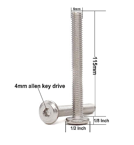 10pcs M6 x 115mm Rivet Countersunk Socket Cap Allen Bolts Rivet Screws Furniture Connecting 304 Stainless Steel - size: 10pcs M6 x 115mm