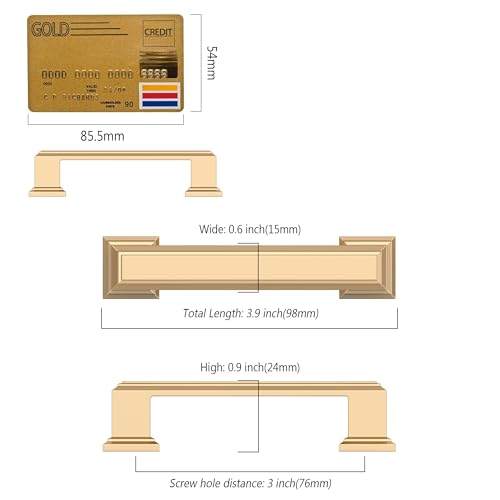 Amerdeco 10 Pack Brushed Brass Cabinet Pulls 3" | Cabient Hardware Kitchen Cabinet Handles for Bathroom Drawer Pulls Dresser Pulls ZH0001 - color: Brushed Brass, size: 3" hole center, style: 10 Pack