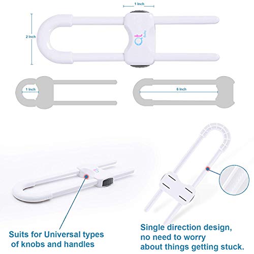 QT BABY Baby Proofing Cabinet Locks | Adjustable U Shaped Baby Safety Latches for Drawers, Fridge, Closet |Modern Baby Proofing Cabinet Lock with Extra Secure Lock Buttons (Pack of 2, White) - color: White, size: Pack of 2