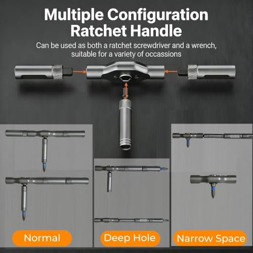 42 in 1 Magnetic Ratchet Screwdriver Set With T-Handle, Grey - color: Grey, size: 42 In 1